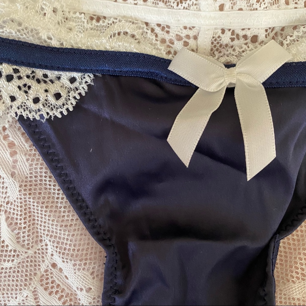 Navy blue silky lace panty
